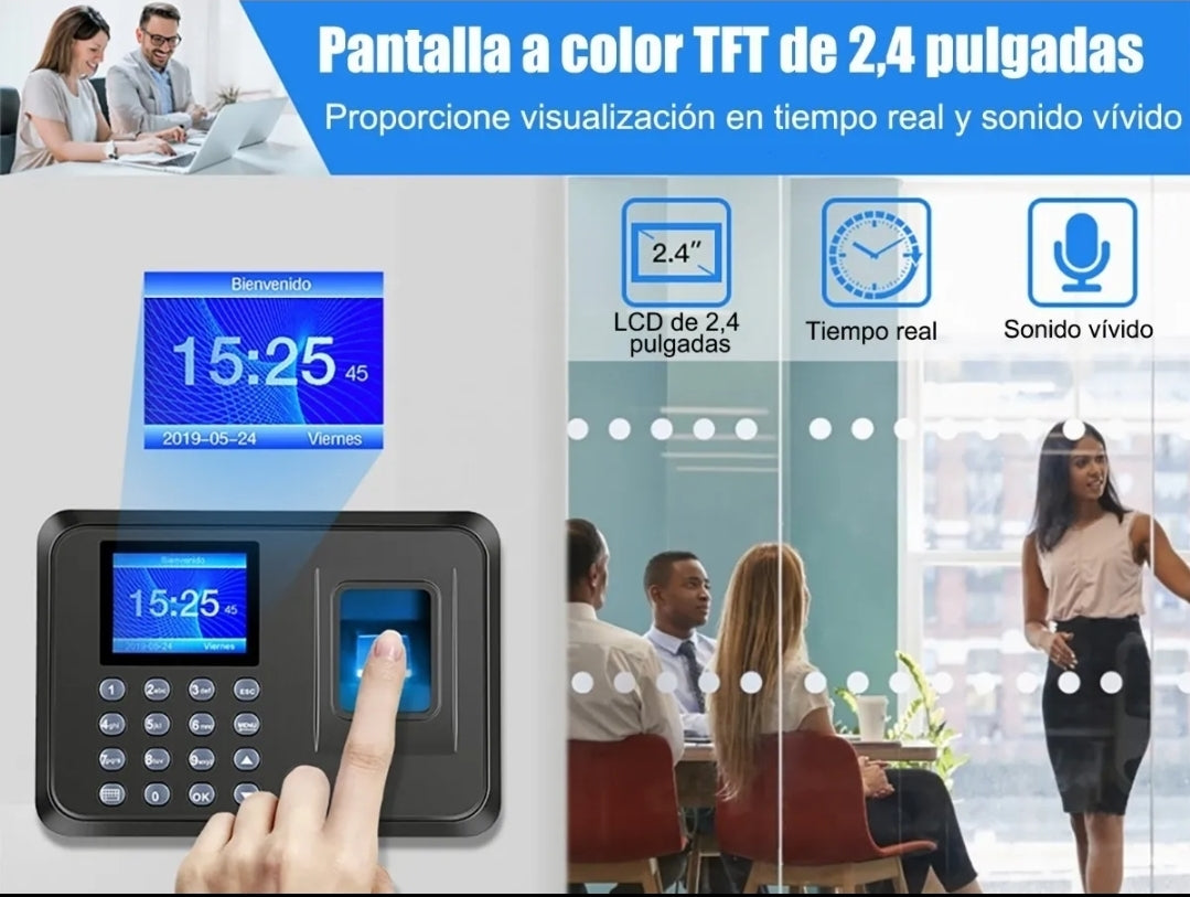 Reloj checador huella biométrica digital