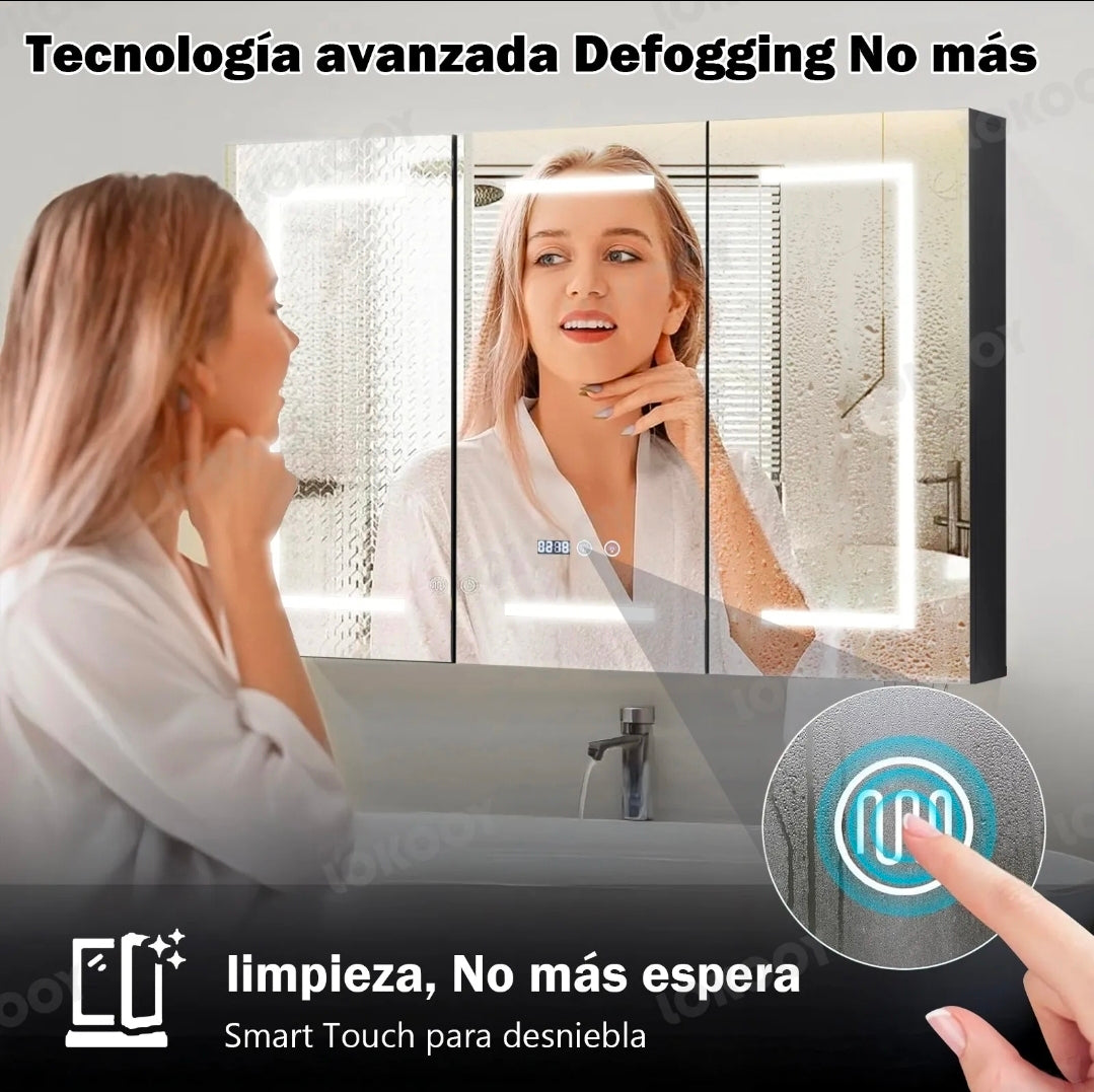 Mueble para baño con espejo led antivaho 90x65cm