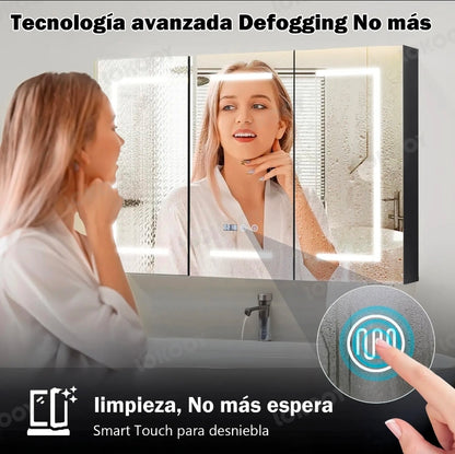 Mueble para baño con espejo led antivaho 90x65cm