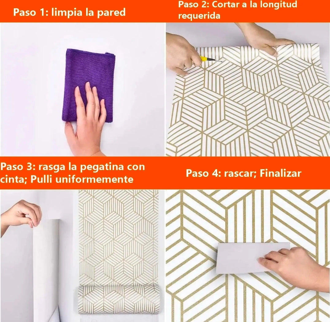 Papel tapiz para pared Oro Hexagonal Autoadhesivo