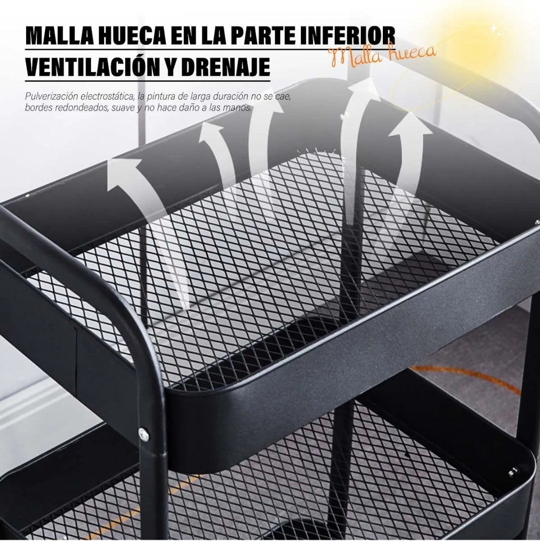 Carrito de almacenamiento de metal 4 niveles