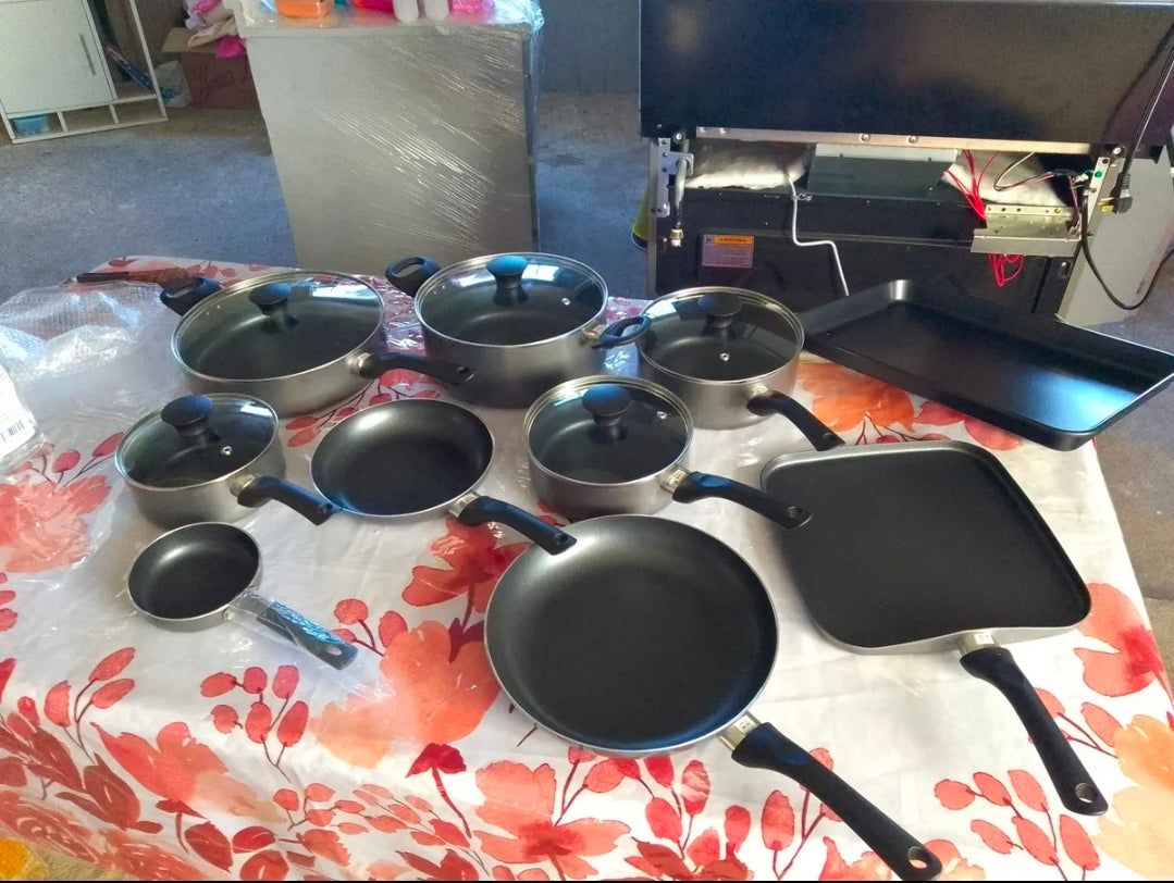Batería De Cocina 20 Piezas De Aluminio Con Antiadherente Color Negro