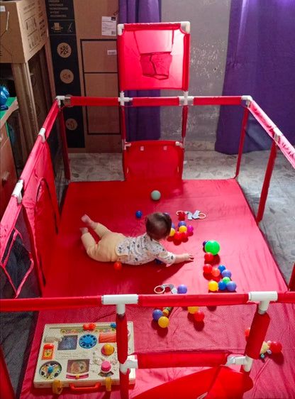 Corral gimnasio con portería y tablero para bebé