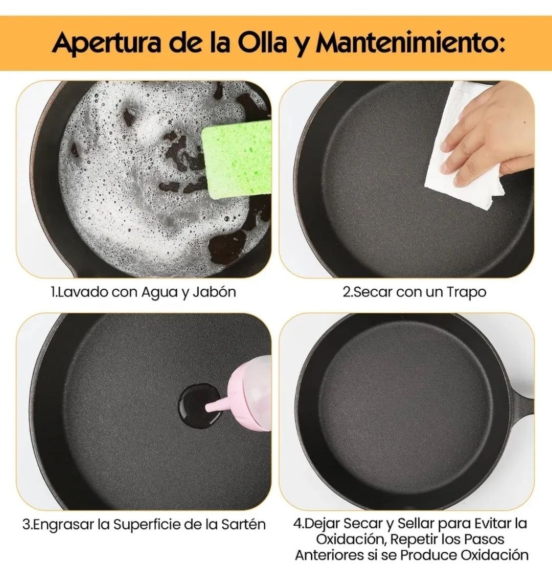 Sartén De Hierro Fundido Antiadherente 5 Piezas 10cm, 14cm, 16cm, 20cm, 26cm