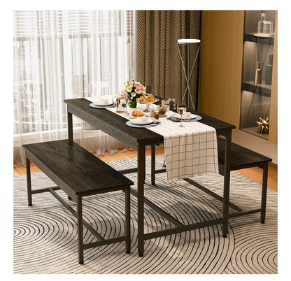 Conjunto De Comedor Rectangular Con 2 Bancos Para 4 Personas