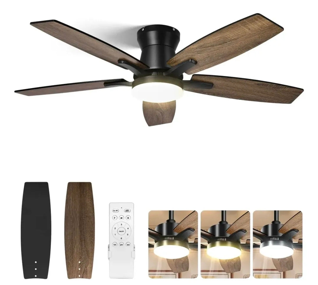 Ventilador De Techo Con Luz Y Mando A Distancia 1.07 M 60hz Negro/Madera
