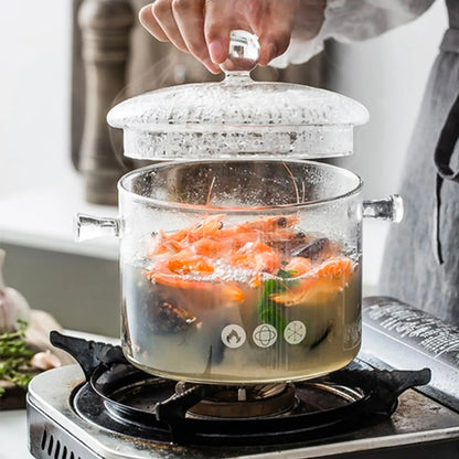 Olla de cocción de vidrio 1.5L juego de 2 piezas