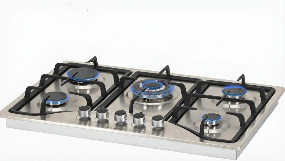 Parrilla A Gas Empotrable Estufa De Mesa 5 Quemadores Lp/nat Color Plateado
