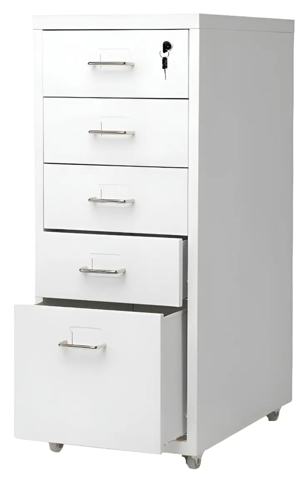 Archivero Metálico 5 Gavetas Para Oficina con Ruedas