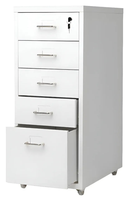 Archivero Metálico 5 Gavetas Para Oficina con Ruedas