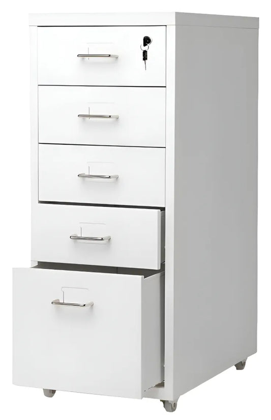 Archivero Metálico 5 Gavetas Para Oficina con Ruedas