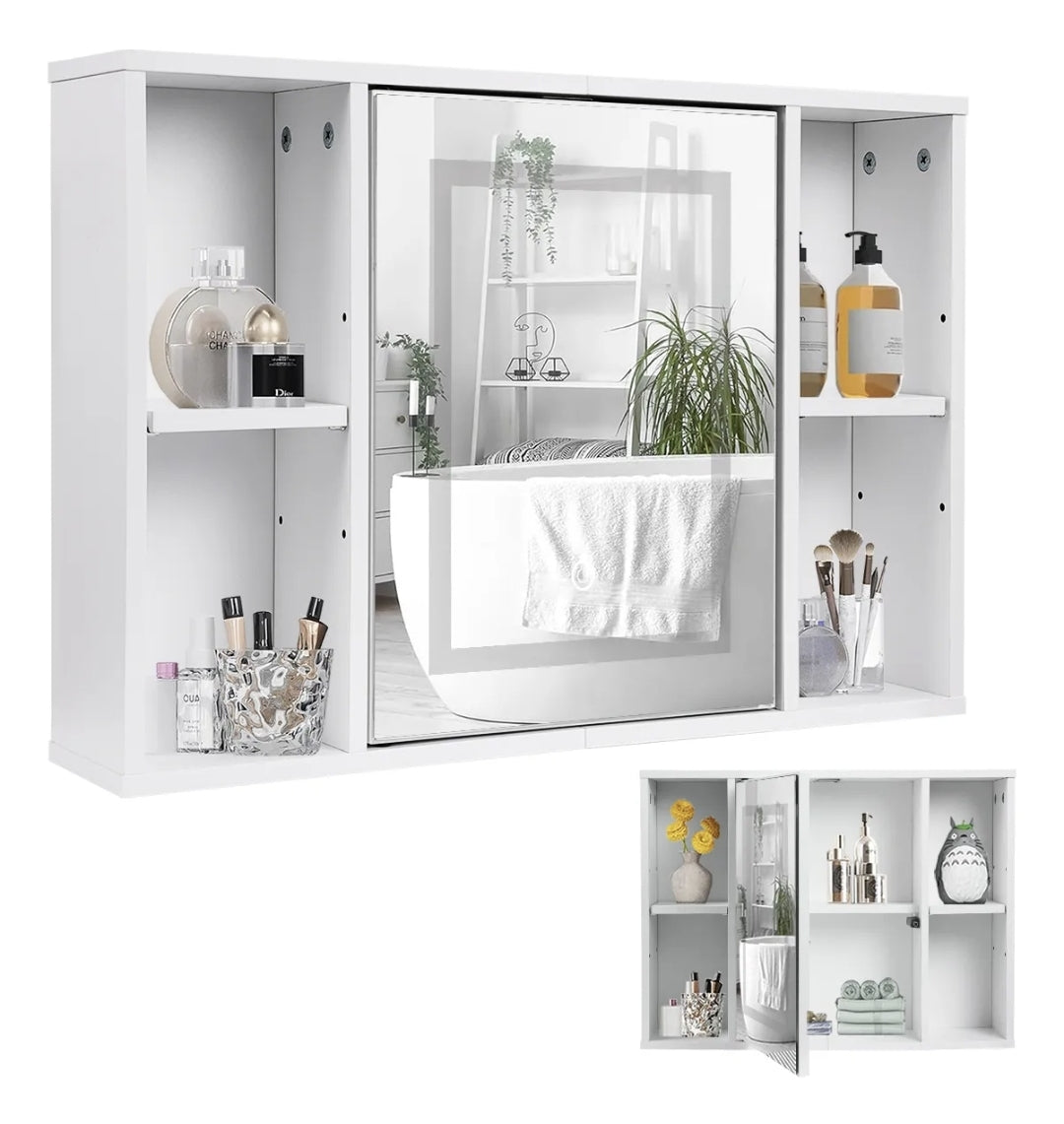 Espejo con luz LED y mueble organizador 40x60cm