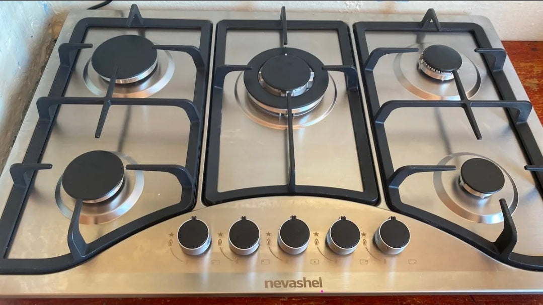 Parrilla A Gas Empotrable Estufa De Mesa 5 Quemadores Lp/nat Color Plateado