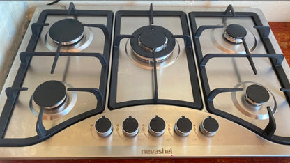Parrilla A Gas Empotrable Estufa De Mesa 5 Quemadores Lp/nat Color Plateado