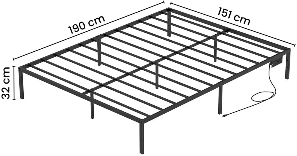 Base De Cama Plegable De Metal Con Enchufe Usb