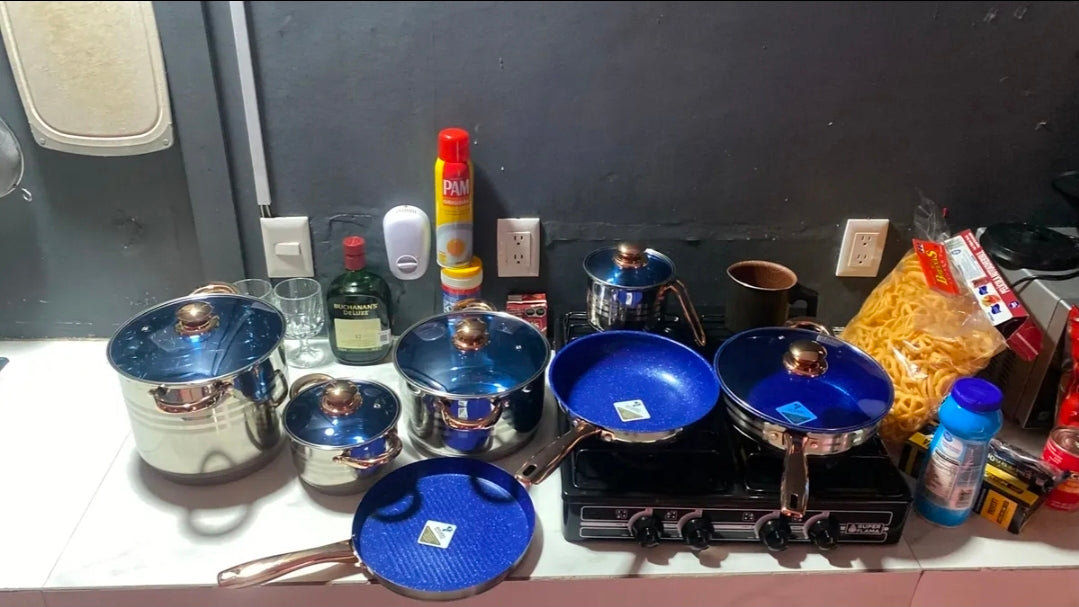 Batería Anabella Royal Haus De Cocina Acero Inoxidable 13 Pz Color Azul