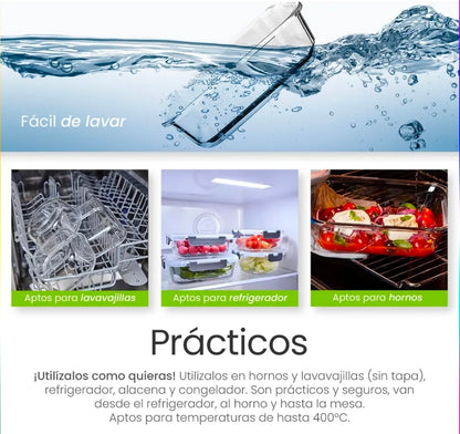 Recipientes Herméticos de Vidrio 12pz