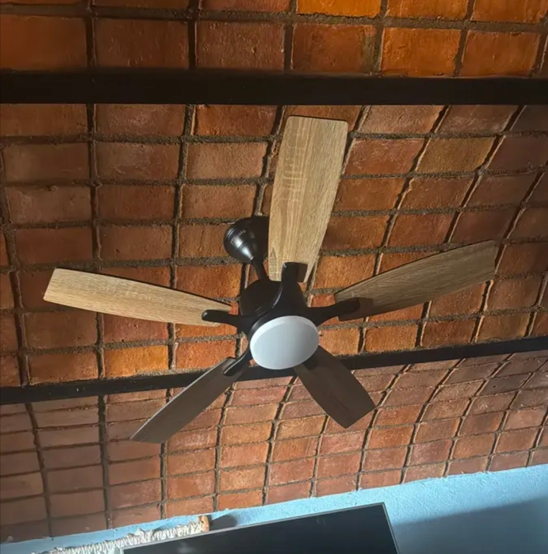 Ventilador De Techo Con Luz Y Mando A Distancia 1.07 M 60hz Negro/Madera