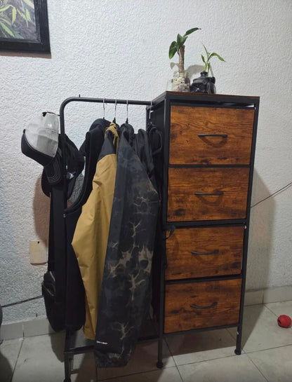 Perchero Rack Organizador Con Cajón color Marrón