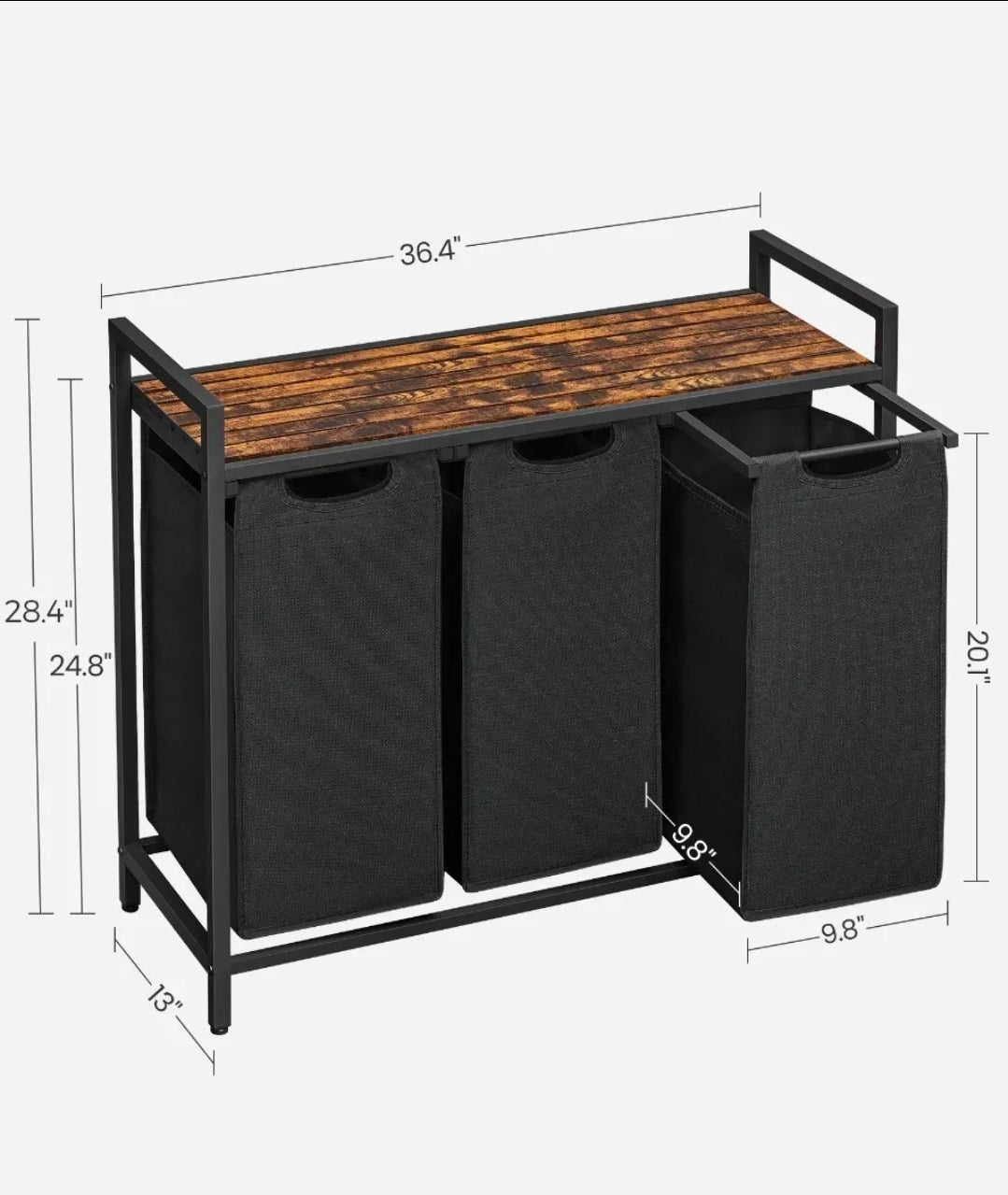 Cesto Para Ropa Sucia Con 3 Bolsas De Tela Oxford