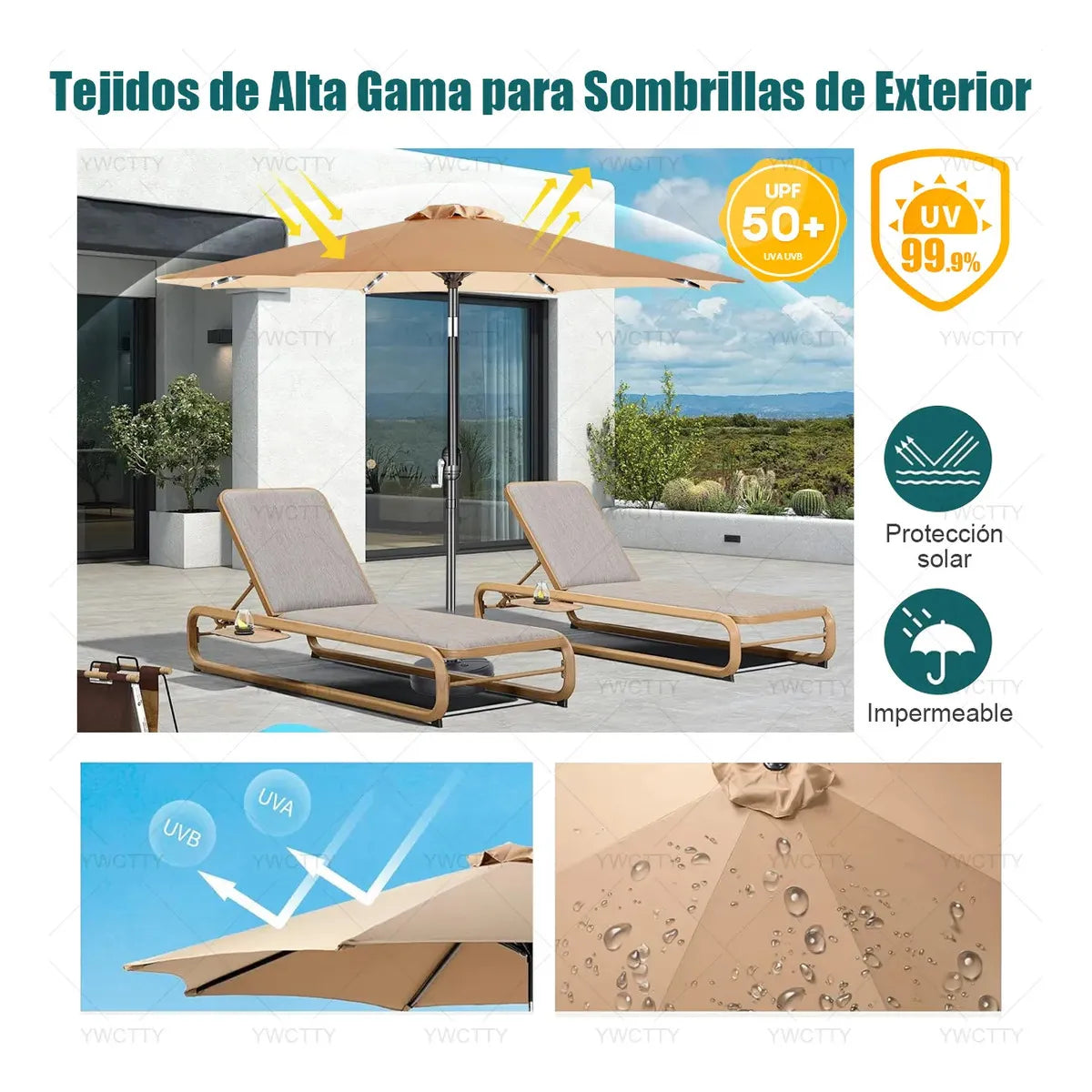 Sombrilla Para Jardin Y Playa 2.3m Exterior Plegable
