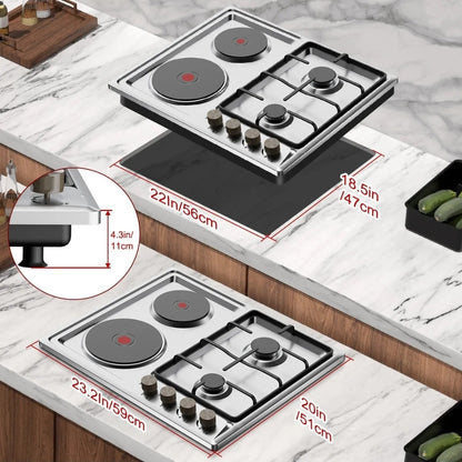 Parrilla 2 quenadores de gas y 2 discos eléctricos