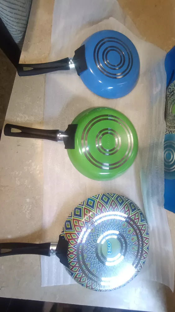 Juego de Sartenes con Antiadherente Ekco Verde/Azul de Aluminio 3 Piezas