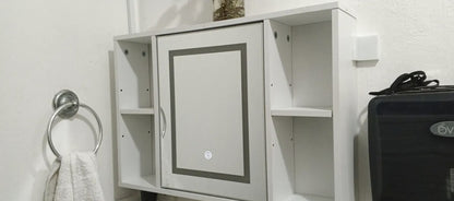 Espejo con luz LED y mueble organizador 40x60cm