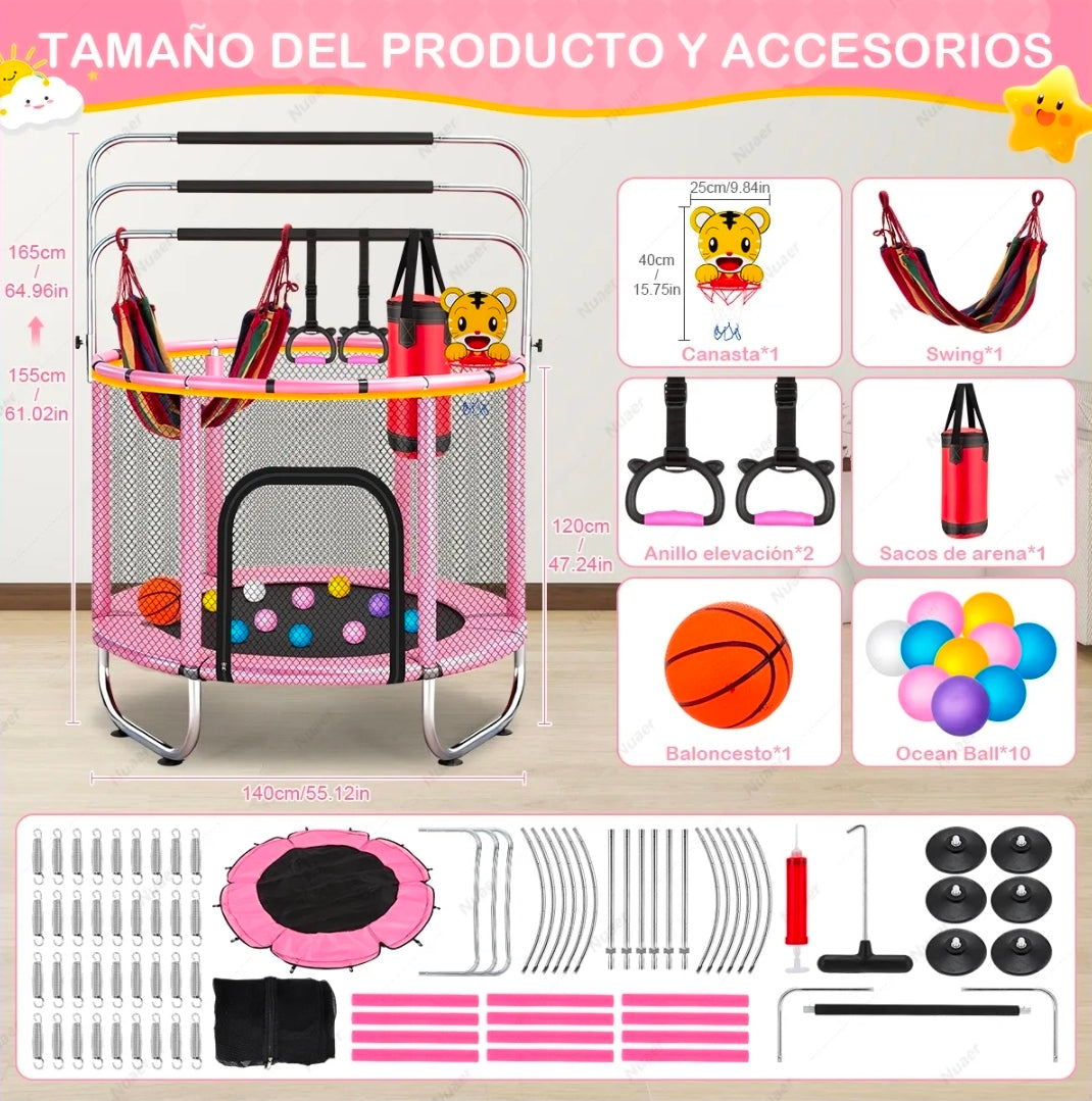 Trampolín infantil 140cm ROSA