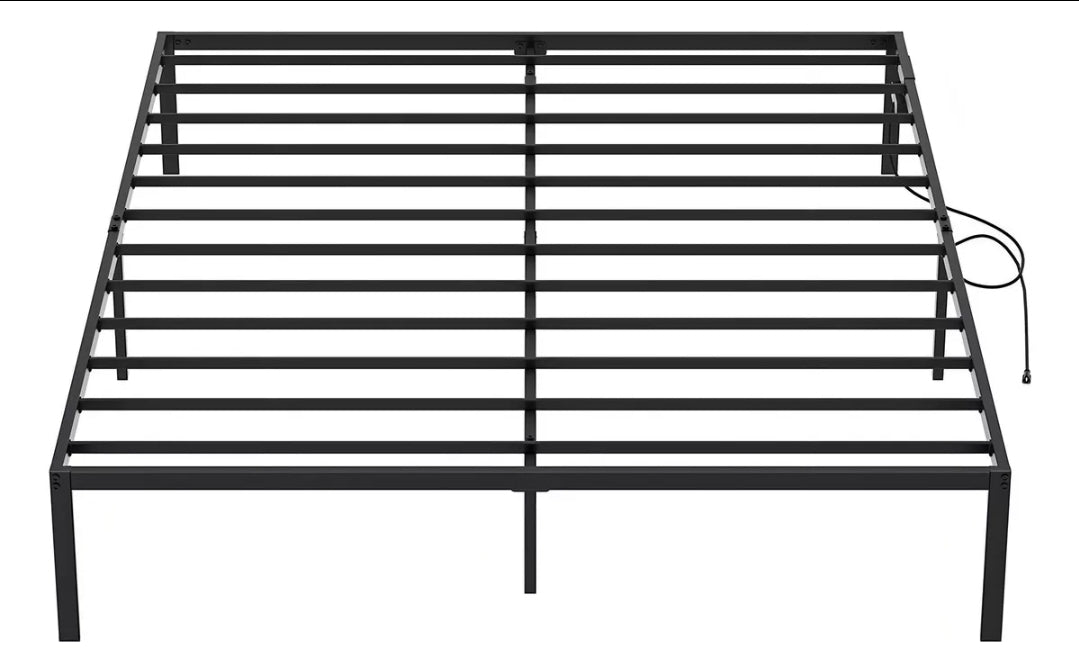 Base De Cama Plegable De Metal Con Enchufe Usb