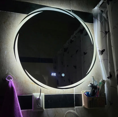 Espejo led con ajuste de hora 60x60cm
