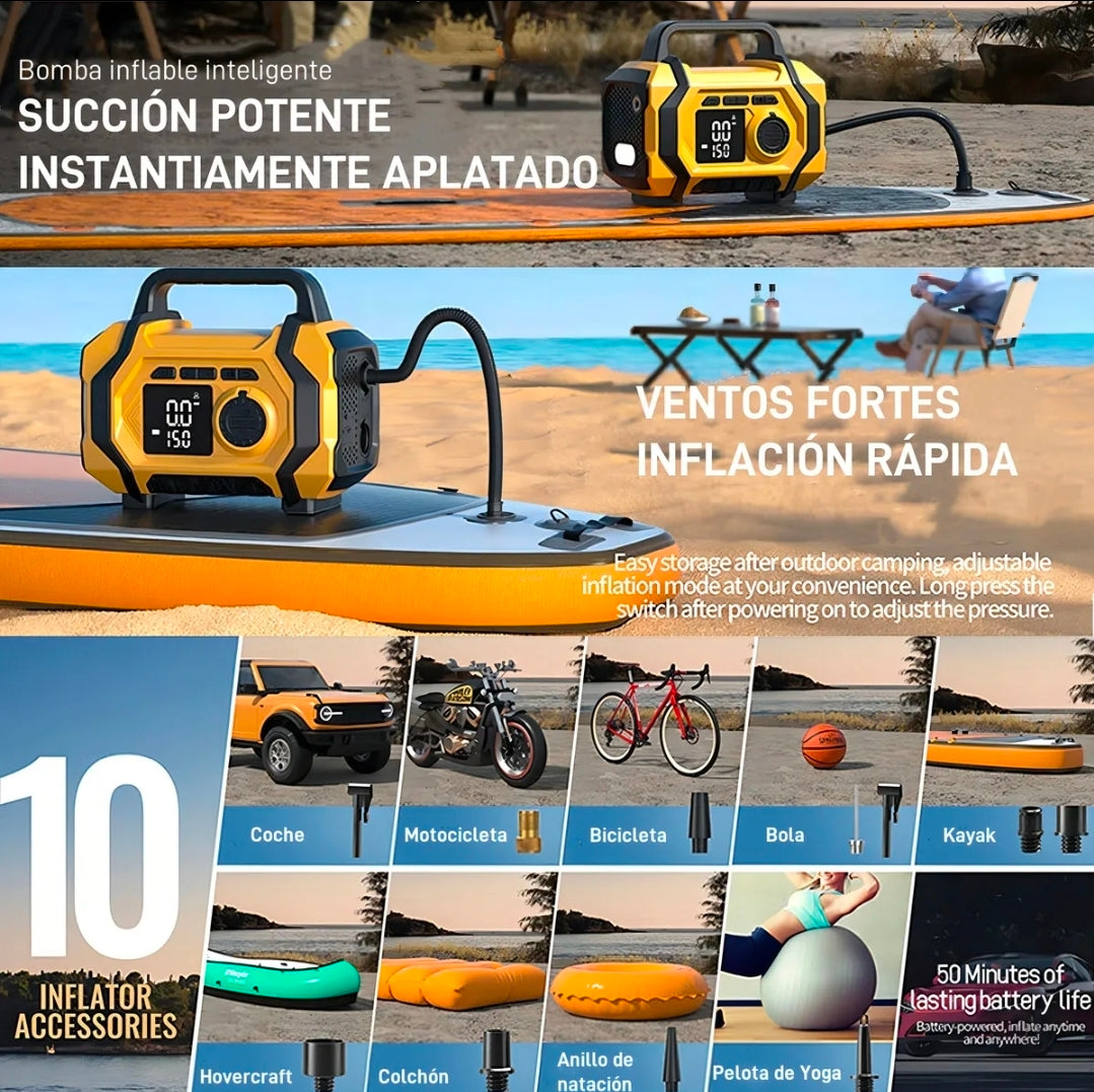 Arrancador De Batería De Auto Compresor De Aire 8000a Inflador 150psi Con Pantalla Con Smart Clip