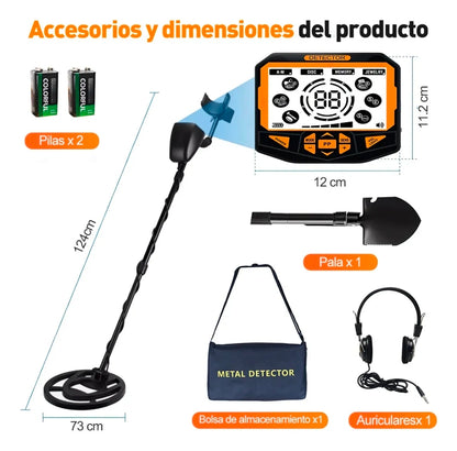 Detector de metales de alta precisión e impermeable multifrecuencia 5 Modo+LCD