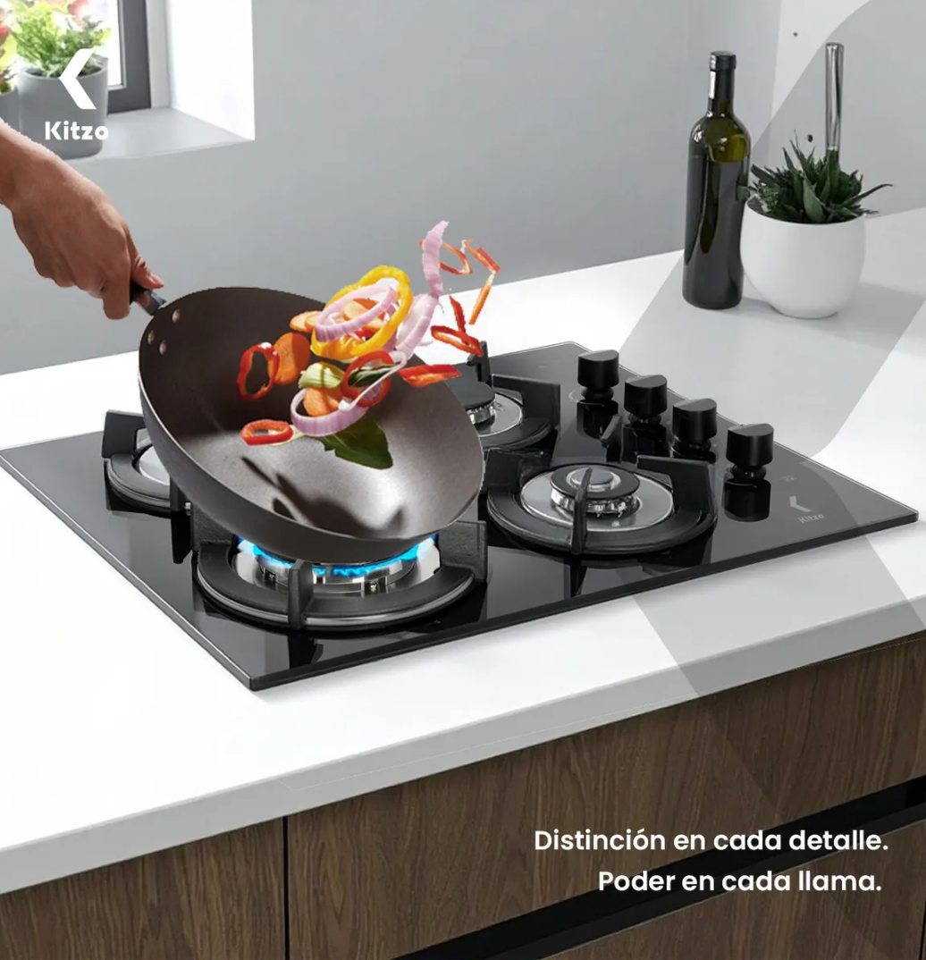 Parrilla 4 quemadores vidrio templado