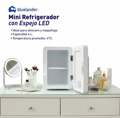 Mini Refrigerador Con Espejo Led Capacidad De 4 L