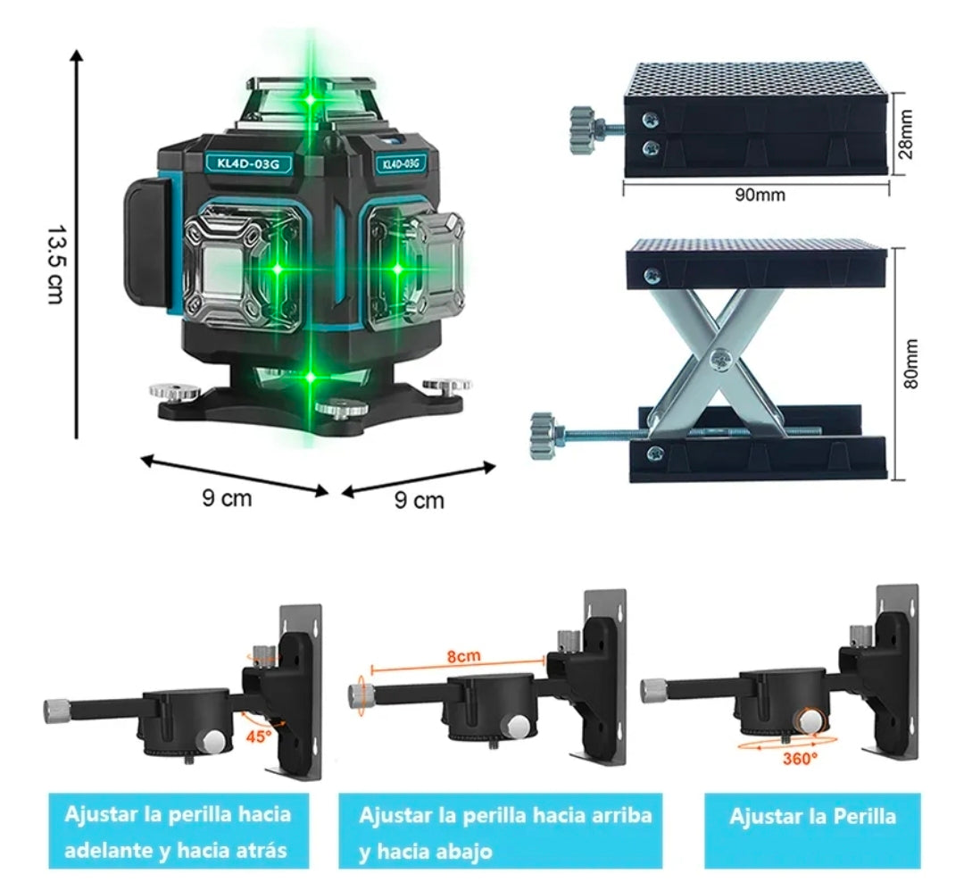 Nivel láser autonivelante 360° con receptor