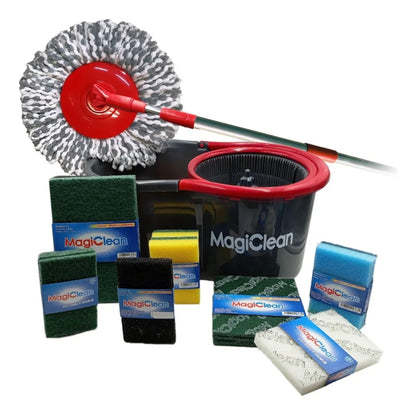 Kit Mop Trapeador Mágico + Fibras de limpieza