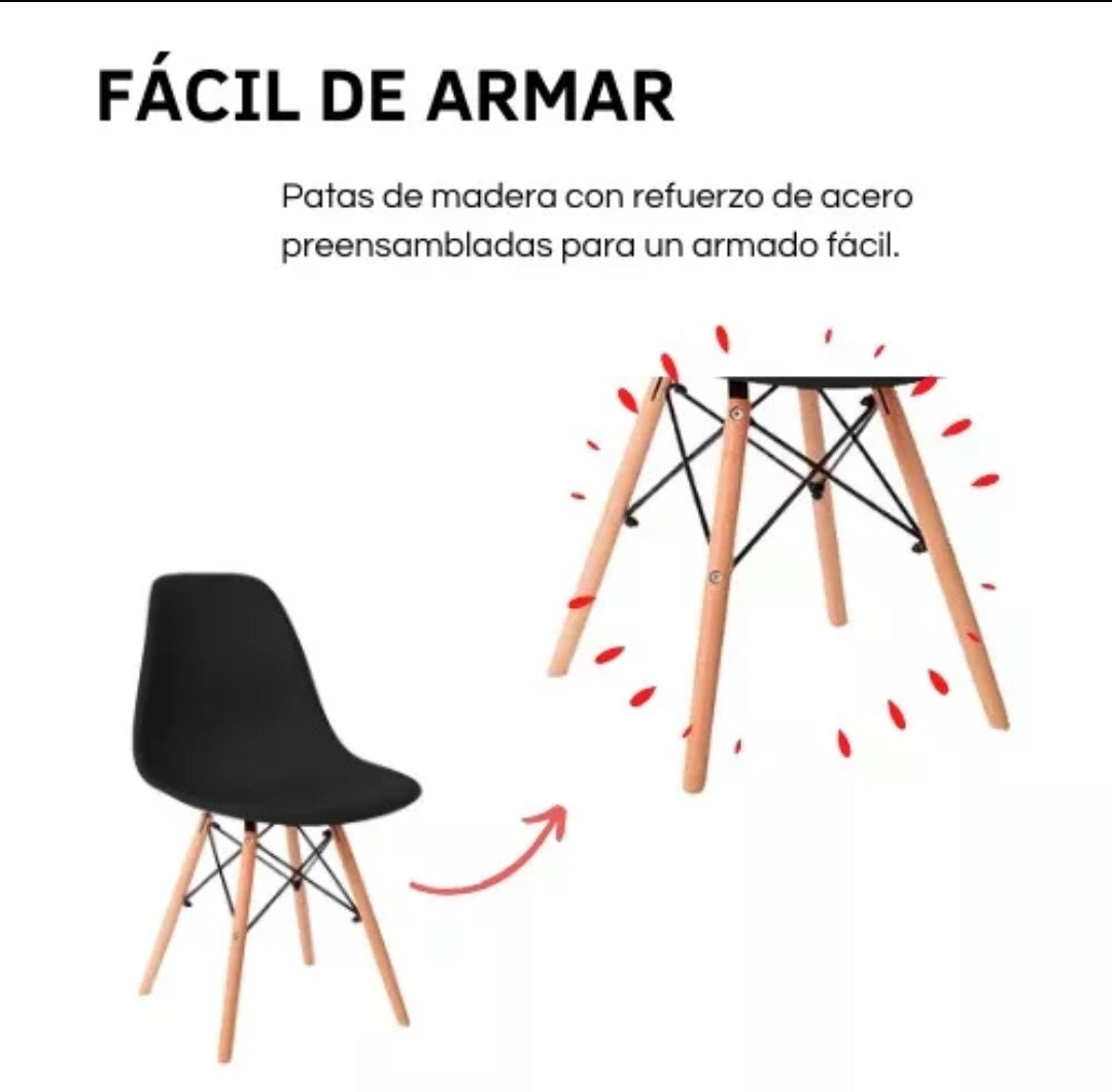 Pack de 4 sillas Eames minimalistas variedad de colores