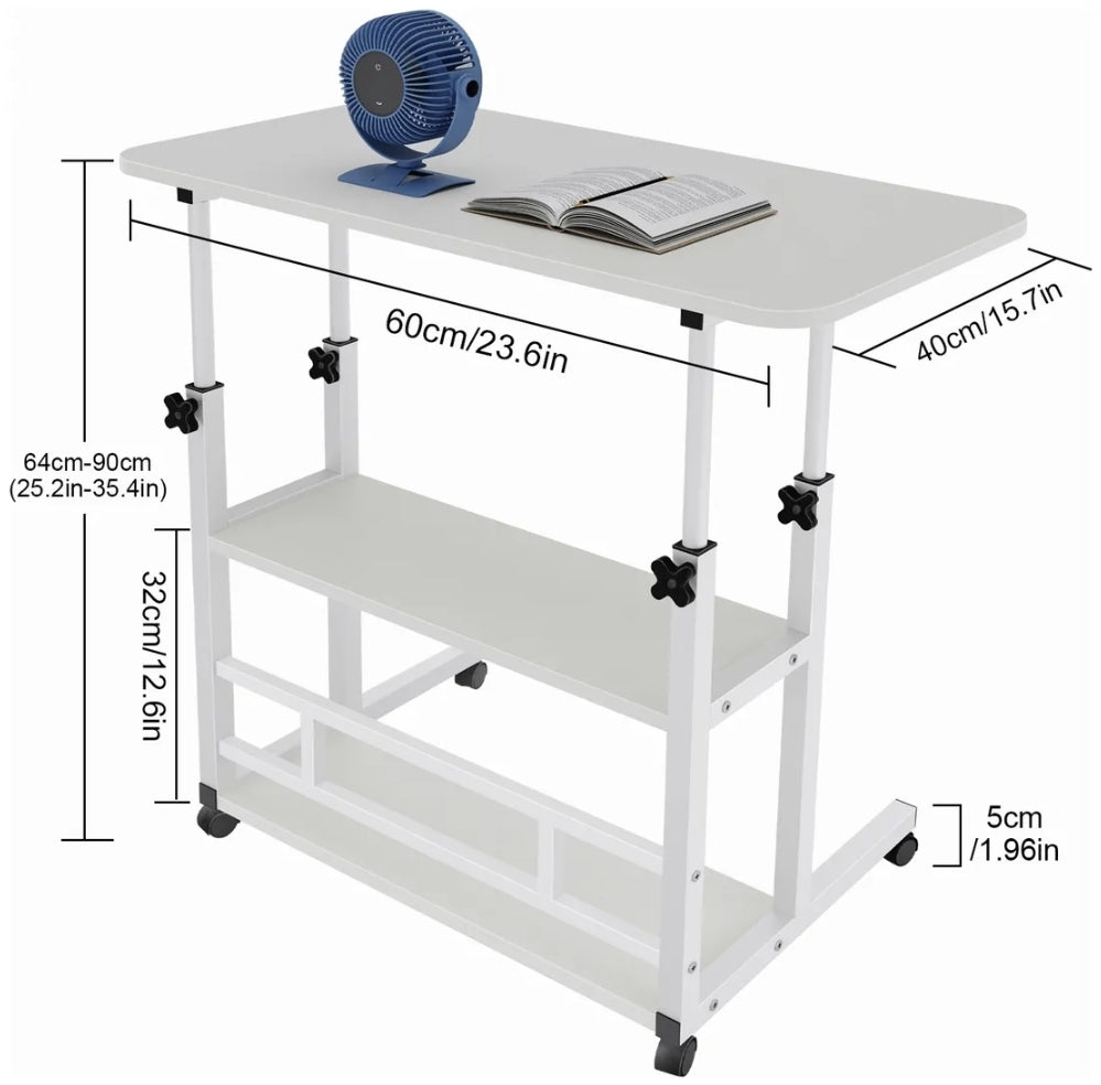 Mesa Para Computadora 60x40cm Altura Ajustable Con Ruedas