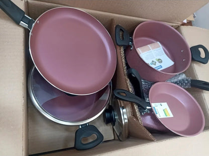 Batería de Cocina Antiadherente Tramontina Linz 14 Piezas de Aluminio - Rosa