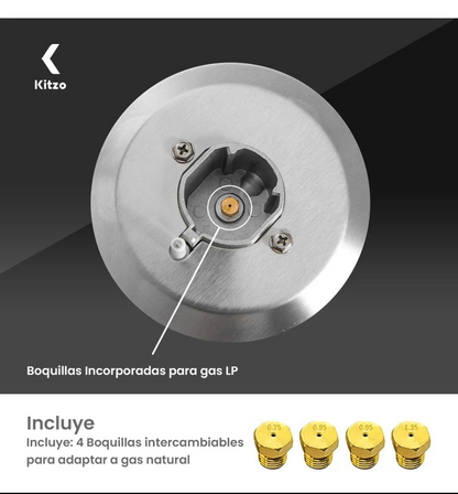 Parrilla 4 quemadores vidrio templado