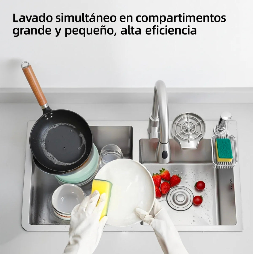 Fregadero De Acero Inoxidable 80X45X22Cm Tarja Doble Para Cocina