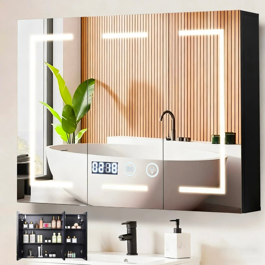 Mueble para baño con espejo led antivaho 90x65cm