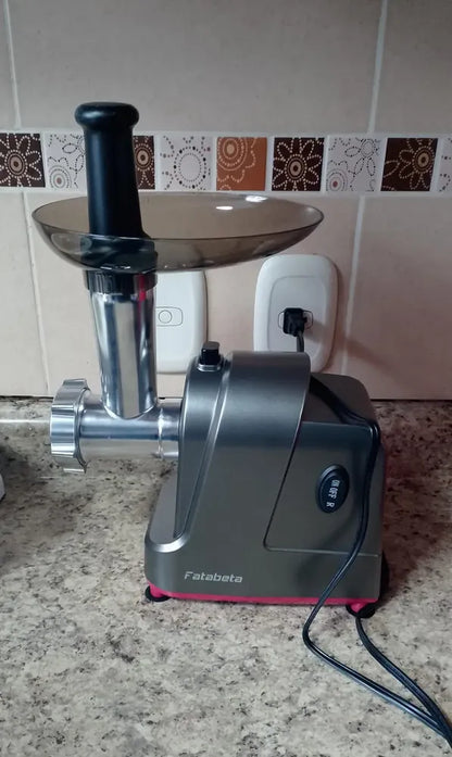 Molino de Carne Eléctrico Fatabeta de 3500W con Accesorios para Embutir y Cortar Verduras