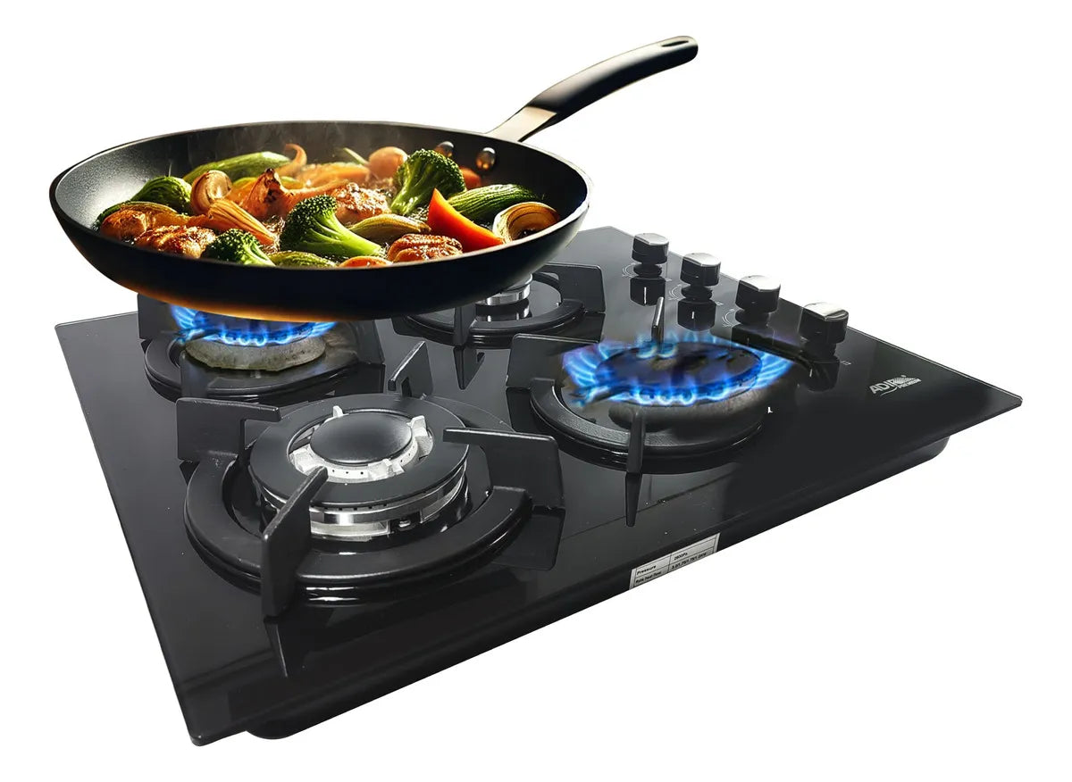 Parrilla De Gas Empotrable Adir 10577 Con 4 Quemadores Negro