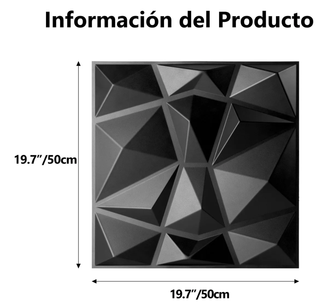 Paneles pvc decorativo 50x50 cm blanco / negro