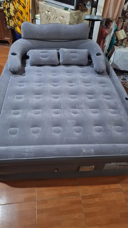 Colchón Inflable Queen Con Cabecero y Bomba Eléctrica