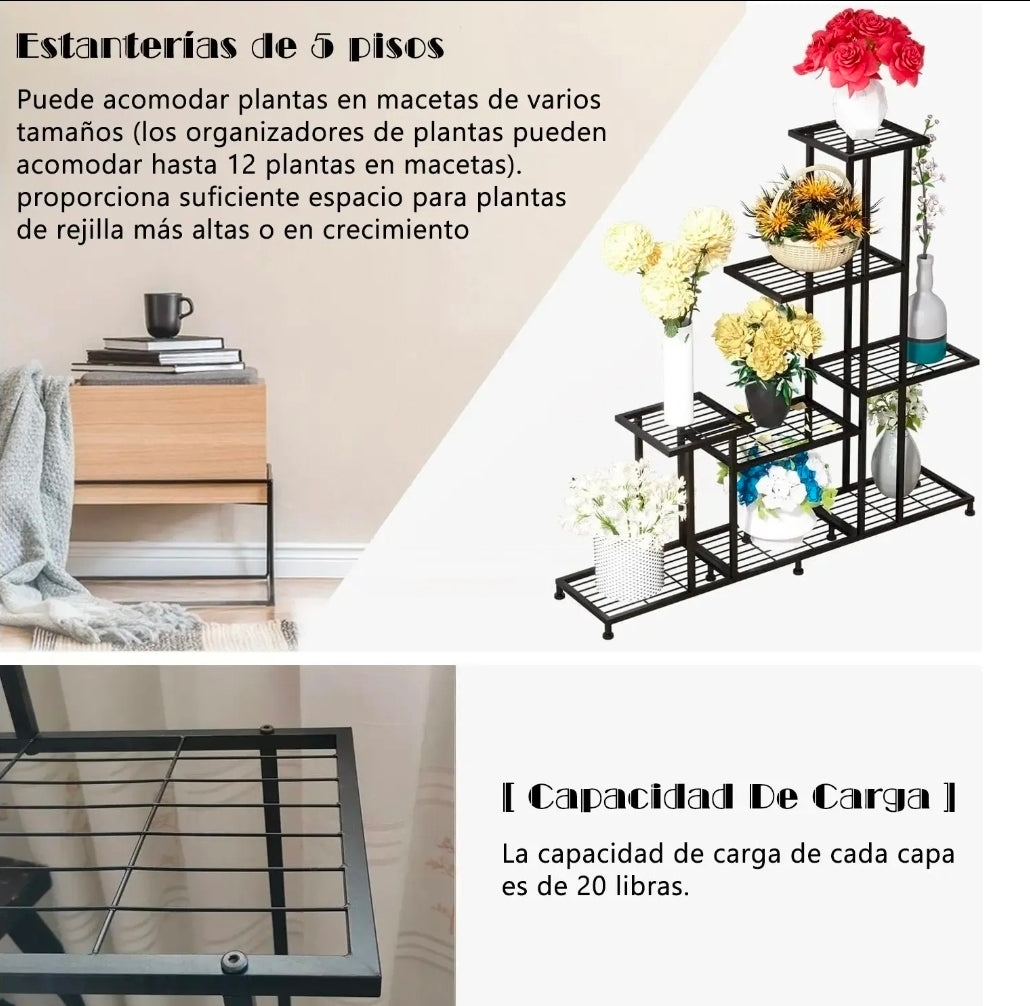 Soporte de metal para plantas  5 niveles