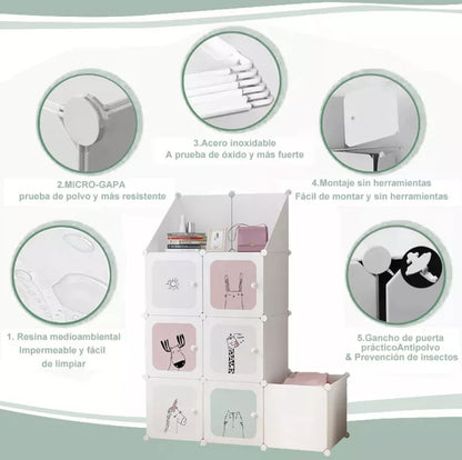 Closet Para niños 9 puertas y cesto