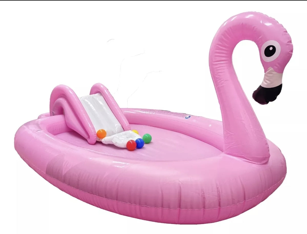 Alberca Inflable Flamingo 112L Con Resbaladilla